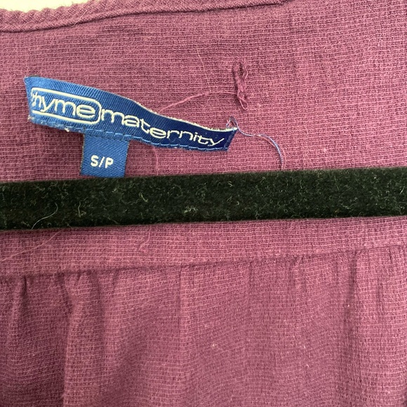 Thyme Purple Babydoll Style Maternity Long Sleeve Shirt - Picture 5 of 8